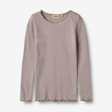 Wheat Main Langærmet Rib T-Shirt Reese T-Shirt 9531 dusty purple