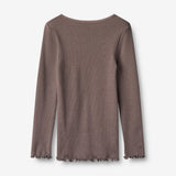 Wheat Main Langærmet Rib T-Shirt Reese T-Shirt 9623 plum truffle