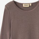 Wheat Main Langærmet Rib T-Shirt Reese T-Shirt 9623 plum truffle
