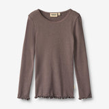 Wheat Main Langærmet Rib T-Shirt Reese T-Shirt 9623 plum truffle