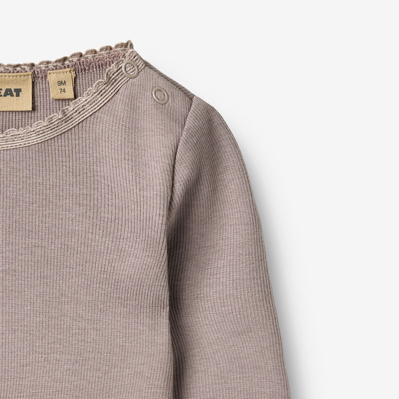 Wheat Main Langærmet Rib T-Shirt Reese T-Shirt 9531 dusty purple