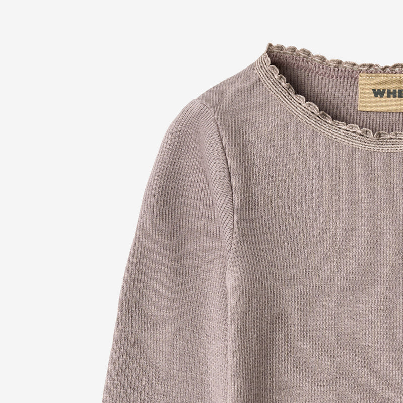 Wheat Main Langærmet Rib T-Shirt Reese T-Shirt 9531 dusty purple