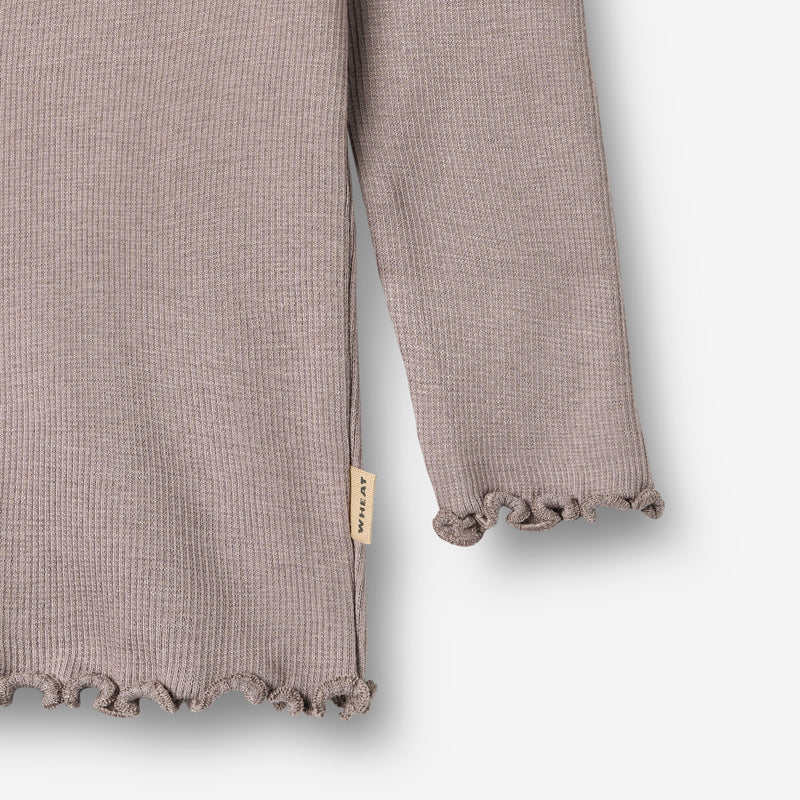 Wheat Main Langærmet Rib T-Shirt Reese T-Shirt 9531 dusty purple