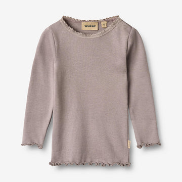 Wheat Main Langærmet Rib T-Shirt Reese T-Shirt 9531 dusty purple