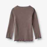 Wheat Main Langærmet Rib T-Shirt Reese T-Shirt 9623 plum truffle