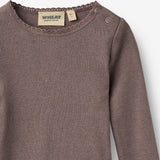 Wheat Main Langærmet Rib T-Shirt Reese T-Shirt 9623 plum truffle