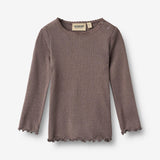 Wheat Main Langærmet Rib T-Shirt Reese T-Shirt 9623 plum truffle