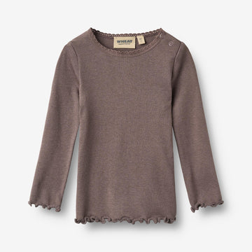 Wheat Main Langærmet Rib T-Shirt Reese T-Shirt 9623 plum truffle