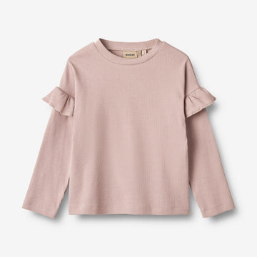 Wheat Main Langærmet Rib T-shirt Belinda Jersey Tops and T-Shirts 1135 dry rose