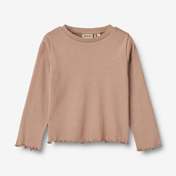 Wheat Main Langærmet Rib T-shirt Else Jersey Tops and T-Shirts 1164 nougat rose