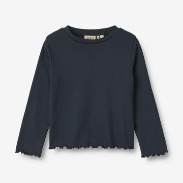 Wheat Main Langærmet Rib T-shirt Else Jersey Tops and T-Shirts 1432 navy