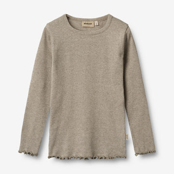 Wheat Main Langærmet Rib T-shirt Ida T-Shirt 0072 gravel melange