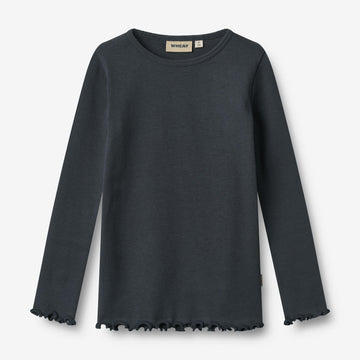 Wheat Main Langærmet Rib T-shirt Ida T-Shirt 1432 navy