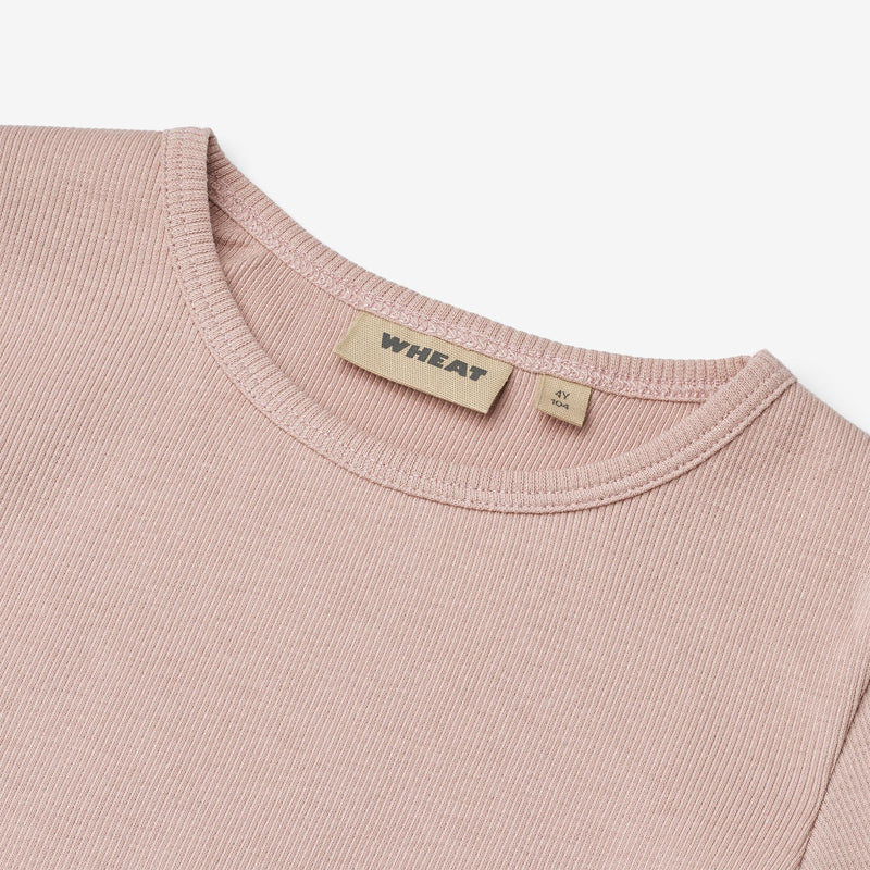 Wheat Main Langærmet Rib T-shirt Ida Jersey Tops and T-Shirts 2487 rose powder