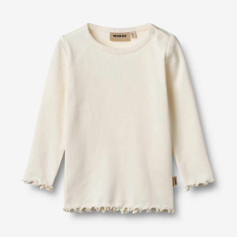 Wheat Main Langærmet Rib T-shirt Ida Jersey Tops and T-Shirts 3182 ivory 