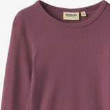 Wheat Main Langærmet Rib T-shirt Ida T-Shirt 3118 eggplant