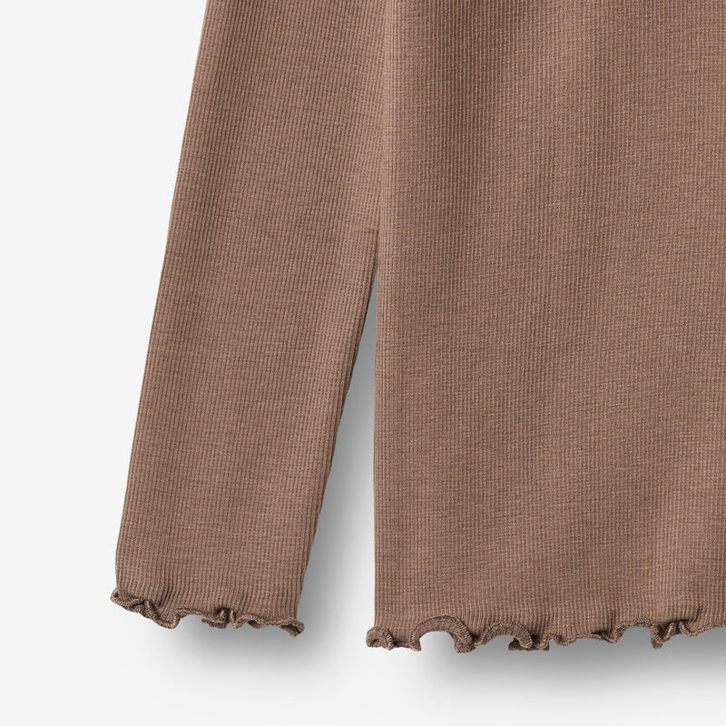 Wheat Main Langærmet Rib T-shirt Ida T-Shirt 9573 toffee brown