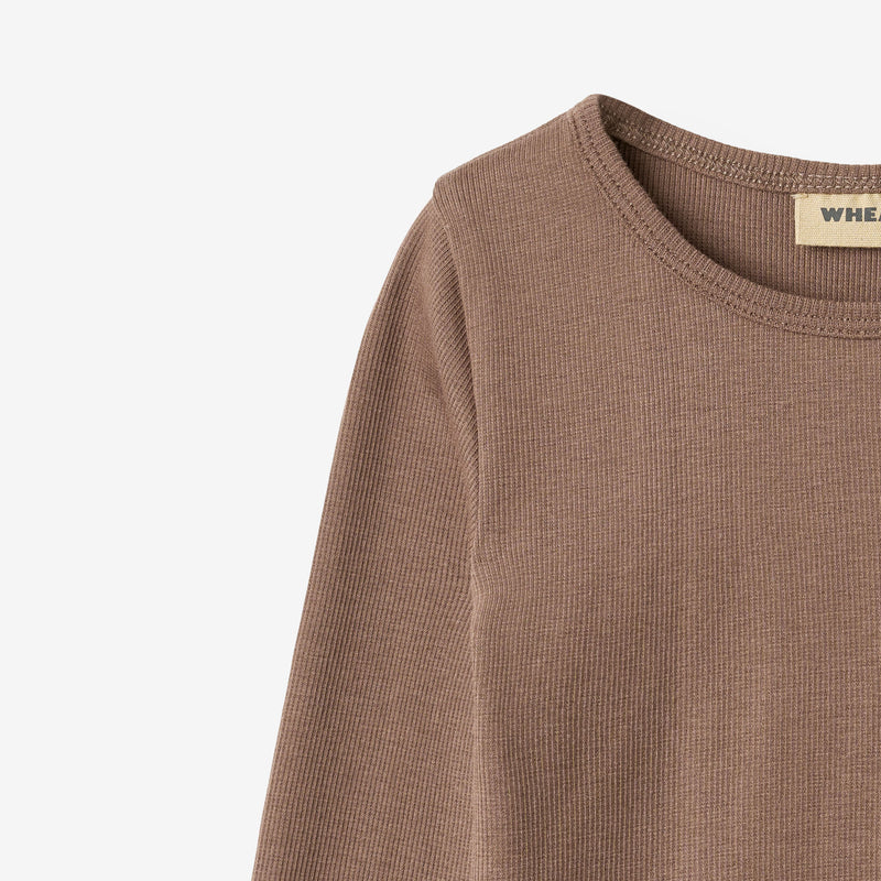 Wheat Main Langærmet Rib T-shirt Ida T-Shirt 9573 toffee brown