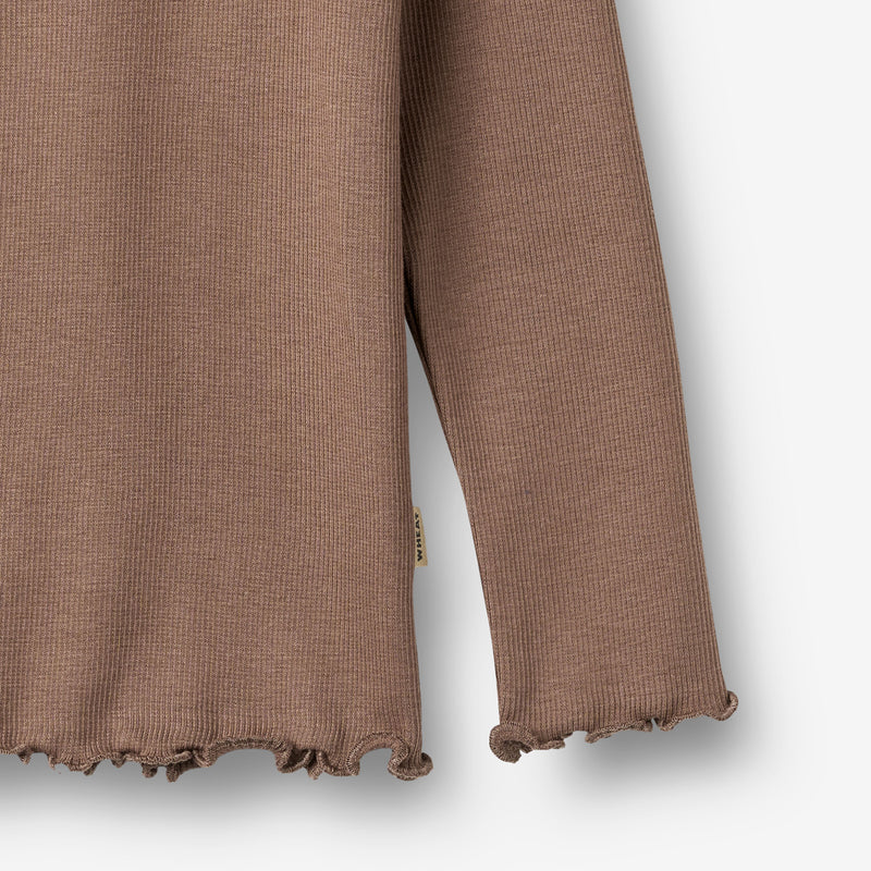 Wheat Main Langærmet Rib T-shirt Ida T-Shirt 9573 toffee brown