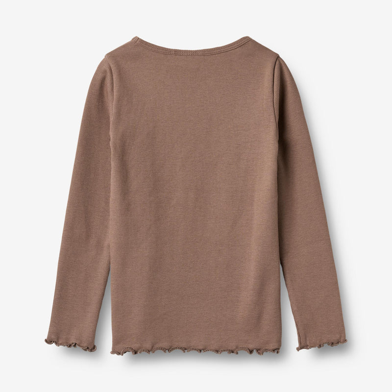 Wheat Main Langærmet Rib T-shirt Ida T-Shirt 9573 toffee brown