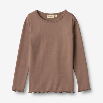 Wheat Main Langærmet Rib T-shirt Ida T-Shirt 9573 toffee brown