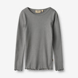 Wheat Main Langærmet Rib T-shirt Ida T-Shirt 9624 flint