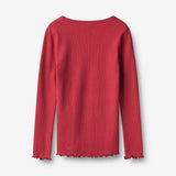 Wheat Main Langærmet Rib T-shirt Ida T-Shirt 9697 red cherry
