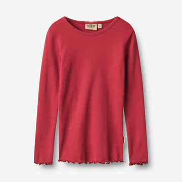 Wheat Main Langærmet Rib T-shirt Ida T-Shirt 9697 red cherry