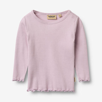 Wheat Main Langærmet Rib T-shirt Ida T-Shirt 1346 lavender