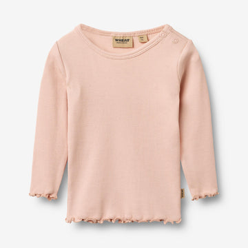Wheat Main Langærmet Rib T-shirt Ida T-Shirt 2400 powder