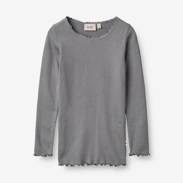 Wheat Main  Langærmet Rib T-shirt Reese Jersey Tops and T-Shirts 1525 autumn sky