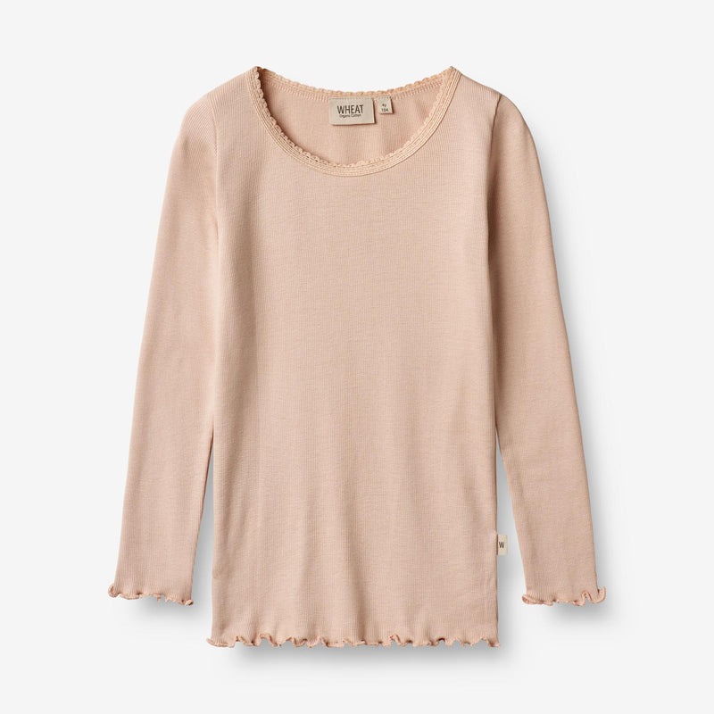 Wheat Main  Langærmet Rib T-shirt Reese Jersey Tops and T-Shirts 2032 rose dust