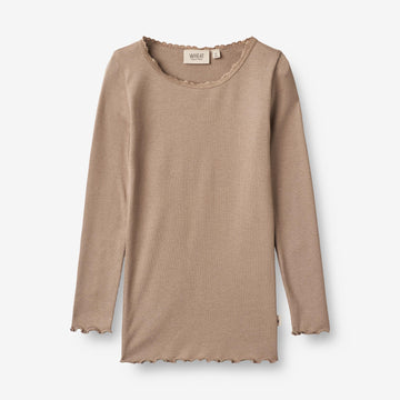 Wheat Main  Langærmet Rib T-shirt Reese Jersey Tops and T-Shirts 3006 soft brown