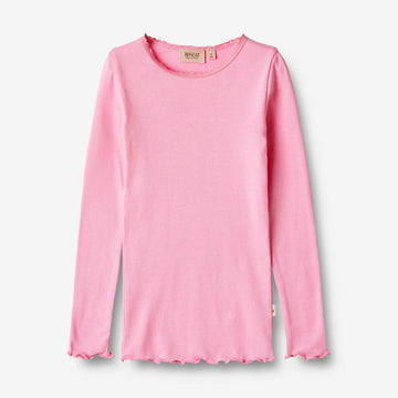 Wheat Main   Langærmet Rib T-shirt Reese Jersey Tops and T-Shirts 2356 pink