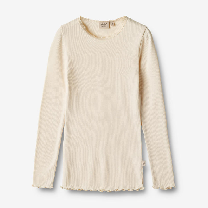 Wheat Main   Langærmet Rib T-shirt Reese Jersey Tops and T-Shirts 3171 cream