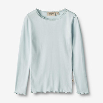 Wheat Main   Langærmet Rib T-shirt Reese Jersey Tops and T-Shirts 4030 light blue