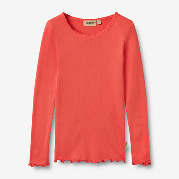 Wheat Main Langærmet Rib T-shirt Reese Jersey Tops and T-Shirts 1123 candy red