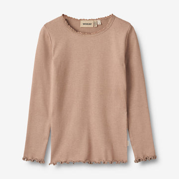 Wheat Main Langærmet Rib T-shirt Reese Jersey Tops and T-Shirts 1164 nougat rose