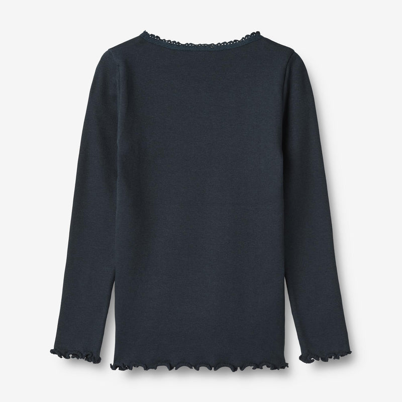 Wheat Main Langærmet Rib T-shirt Reese Jersey Tops and T-Shirts 1432 navy