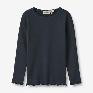 Wheat Main Langærmet Rib T-shirt Reese Jersey Tops and T-Shirts 1432 navy