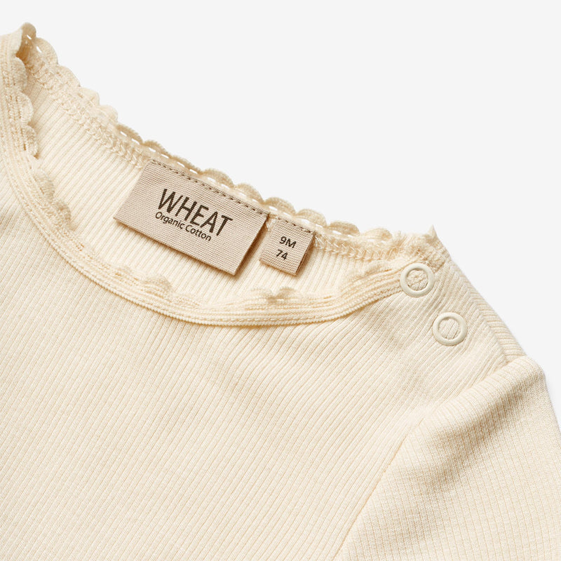 Wheat Main   Langærmet Rib T-shirt Reese Jersey Tops and T-Shirts 3171 cream