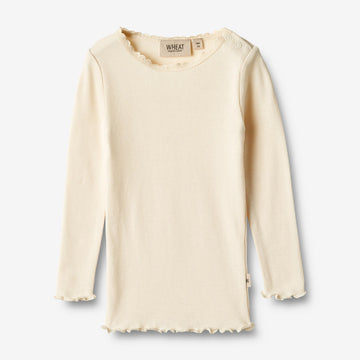 Wheat Main   Langærmet Rib T-shirt Reese Jersey Tops and T-Shirts 3171 cream