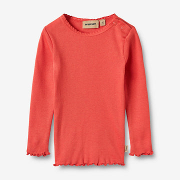 Wheat Main Langærmet Rib T-shirt Reese | Baby Jersey Tops and T-Shirts 1123 candy red