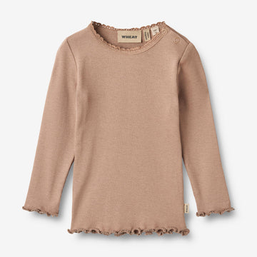 Wheat Main Langærmet Rib T-shirt Reese | Baby Jersey Tops and T-Shirts 1164 nougat rose