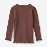 Wheat Main Langærmet Rib T-shirt Reese | Baby Jersey Tops and T-Shirts 3118 eggplant
