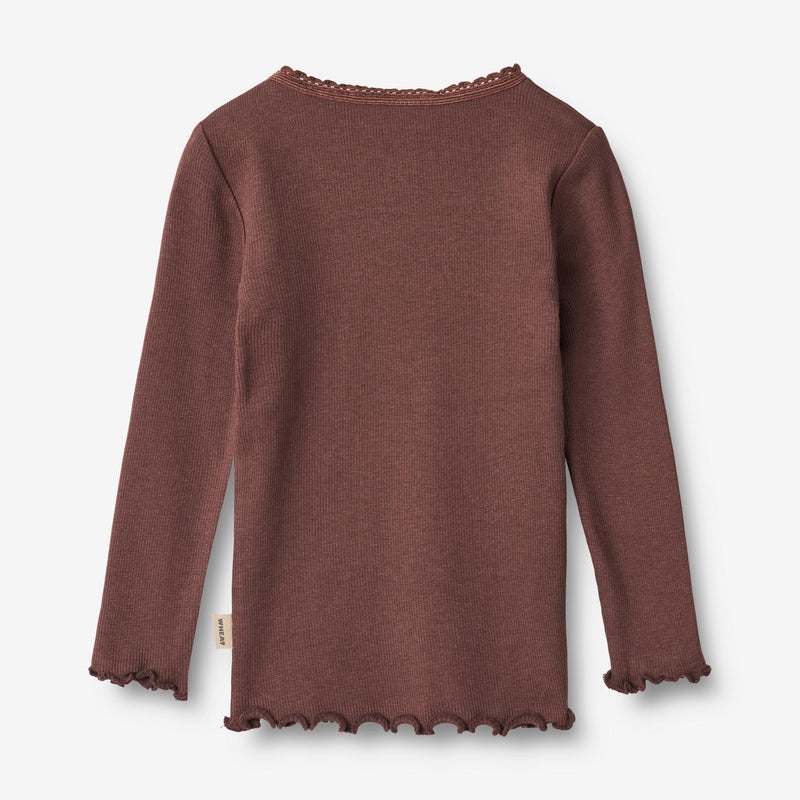 Wheat Main Langærmet Rib T-shirt Reese | Baby Jersey Tops and T-Shirts 3118 eggplant