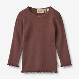 Wheat Main Langærmet Rib T-shirt Reese | Baby Jersey Tops and T-Shirts 3118 eggplant