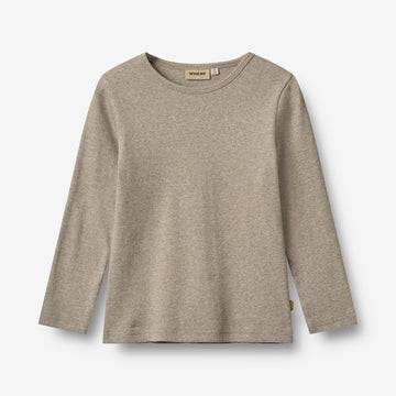 Wheat Main Langærmet Rib T-shirt Stig Jersey Tops and T-Shirts 0072 gravel melange