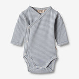 Wheat Main   Langærmet Slå-om Body Pil Underwear/Bodies 1048 blue stripe