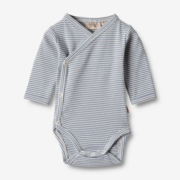 Wheat Main   Langærmet Slå-om Body Pil Underwear/Bodies 1048 blue stripe